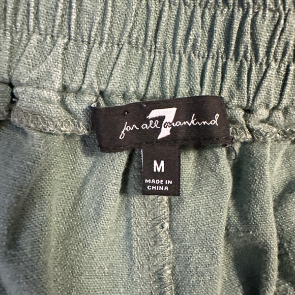 7 For All Mankind Linen Cargo Pants Womens Medium Green Lightweight Wide Leg - Picture 7 of 11